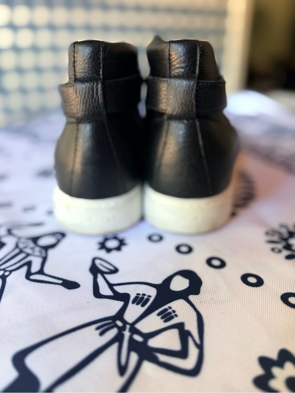 Coach Black Leather Ankle Booties with White Sole